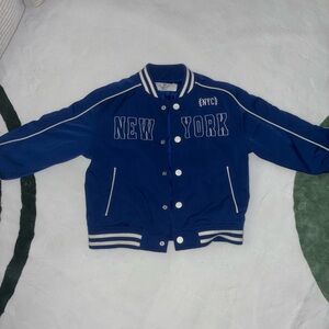H&M Blue and White Kids Varsity Jacket - New York